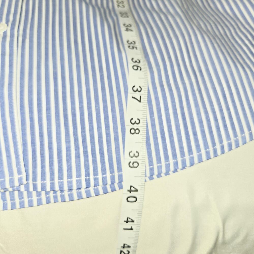 J Mclaughlin Striped Shirt Dress Medium Blue Midi Bow Belt Pockets Nautical - Picture 9 of 11